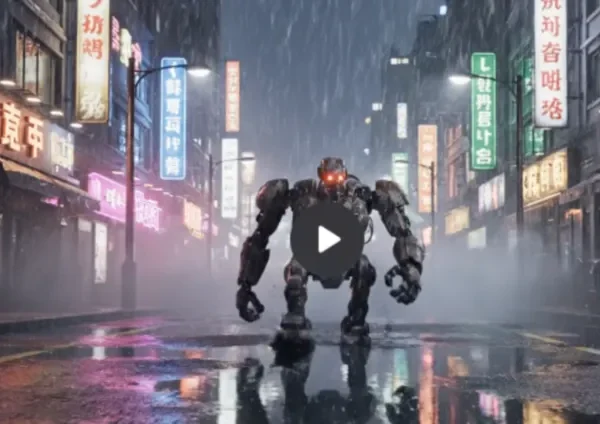 THE CYBERPUNK STARE: High-Tension Robot Track-Shot Master-Prompt