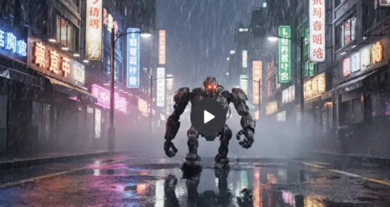 THE CYBERPUNK STARE: High-Tension Robot Track-Shot Master-Prompt